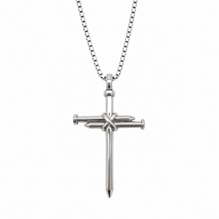 Nagelkreuz Kette aus Edelstahl mit Kreuz aus zwei gekreuzten Nägeln