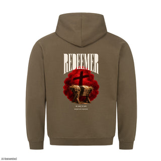 Redeemer He Came to Save Christmas Hoodie Backprint Olive