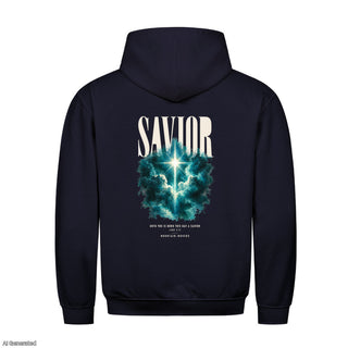 Savior Born This Day Christmas Hoodie Backprint Navy