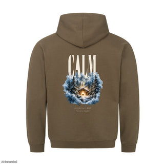 All Is Calm All Is Bright Christmas Hoodie Backprint Olive