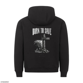 Born to Save Christmas Hoodie Backprint Schwarz