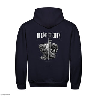Der König ist geboren Christmas Hoodie Backprint Navy