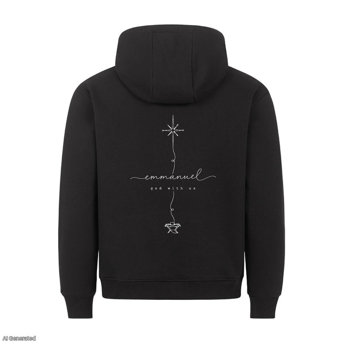 Emmanuel God With Us Line Art Christmas Hoodie Backprint