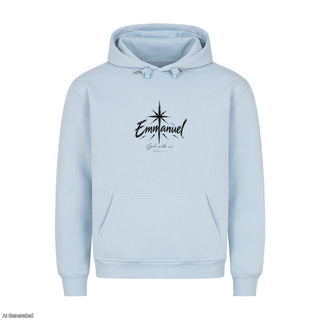 Emmanuel Matthew 1:23 Christmas Hoodie Babyblau