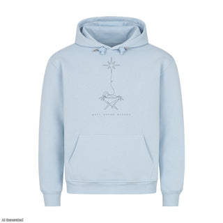 Gott wurde Mensch Christmas Hoodie Babyblau