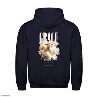 Grace The Word Became Flesh Christmas Hoodie Backprint Navy