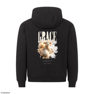 Grace The Word Became Flesh Christmas Hoodie Backprint Schwarz