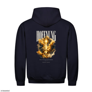 Hoffnung Euch ist heute der Heiland geboren Christmas Hoodie Backprint Navy