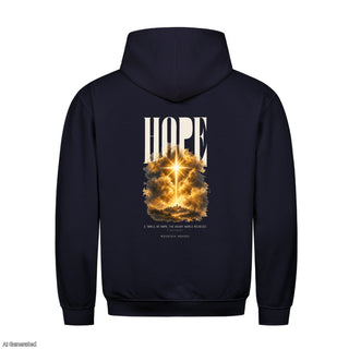 Hope Weary World Rejoices Christmas Hoodie Backprint Navy