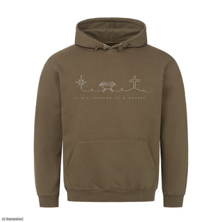 It All Started in a Manger Christmas Hoodie Olive