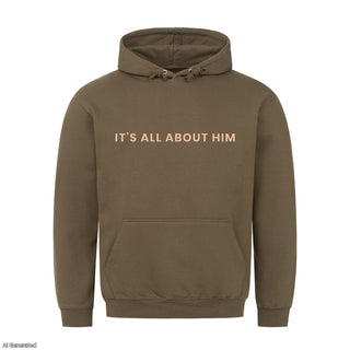 It´s all about him Christmas Hoodie Olive