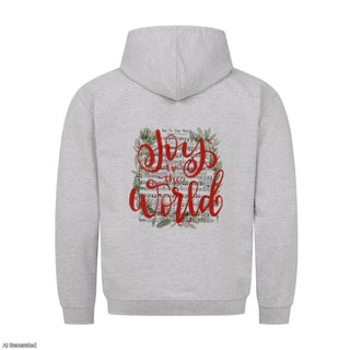 Joy to the World Song Christmas Hoodie BackPrint Grau