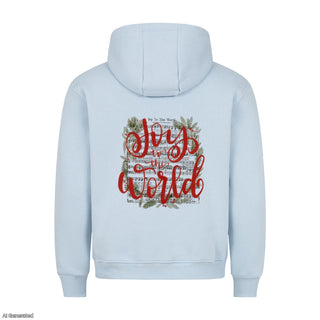 Joy to the World Song Christmas Hoodie BackPrint Babyblau
