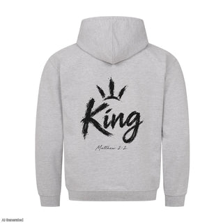 King Matthew 2:2 Christmas Hoodie Backprint Grau