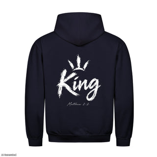 King Matthew 2:2 Christmas Hoodie Backprint Navy