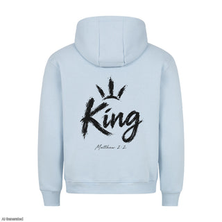 King Matthew 2:2 Christmas Hoodie Backprint Babyblau