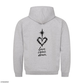 Love Came Down Christmas Hoodie Backprint Grau