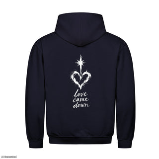 Love Came Down Christmas Hoodie Backprint Navy