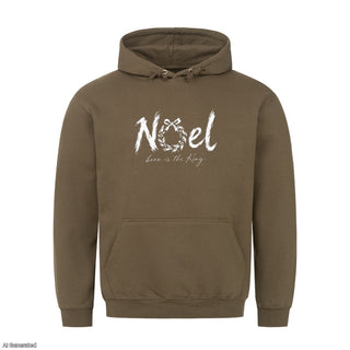 Noel Born Is the King Christmas Hoodie Olive