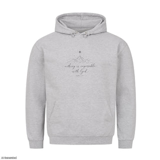 Nothing Is Impossible With God Christmas Hoodie Grau