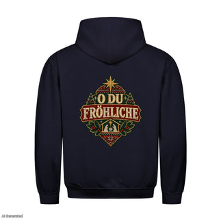 O du fröhliche Christmas Hoodie Backprint Navy