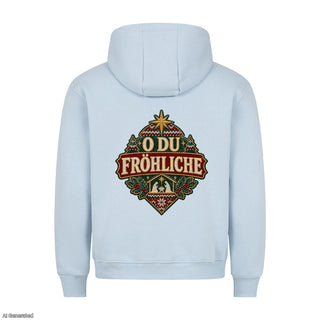 O du fröhliche Christmas Hoodie Backprint Babyblau