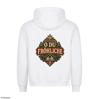 O du fröhliche Christmas Hoodie Backprint Weiß