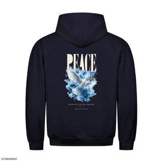 Peace on Earth Good Will Toward Men Christmas Hoodie Backprint Navy