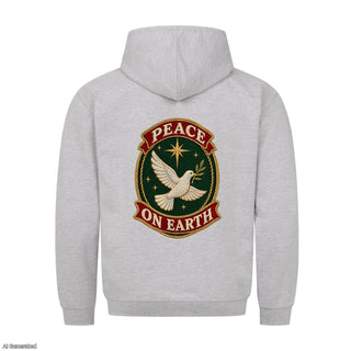 Peace on Earth Stitch Christmas Hoodie Backprint Grau