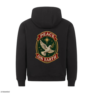 Peace on Earth Stitch Christmas Hoodie Backprint Schwarz
