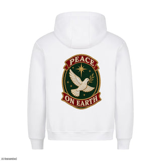 Peace on Earth Stitch Christmas Hoodie Backprint Weiß