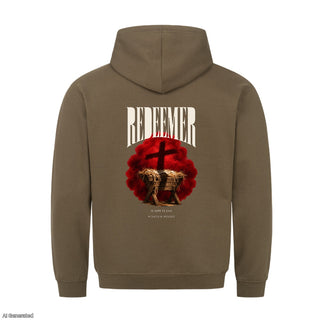 Redeemer He Came to Save Christmas Hoodie Backprint Olive