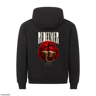 Redeemer He Came to Save Christmas Hoodie Backprint Schwarz