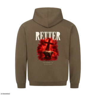 Retter Christ der Retter ist da Christmas Hoodie Backprint Olive