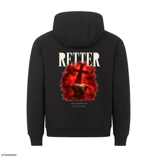 Retter Christ der Retter ist da Christmas Hoodie Backprint Schwarz