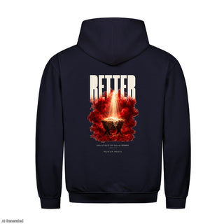 Retter Euch ist heute der Heiland geboren Christmas Hoodie Backprint Navy