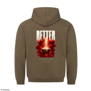 Retter Euch ist heute der Heiland geboren Christmas Hoodie Backprint Olive