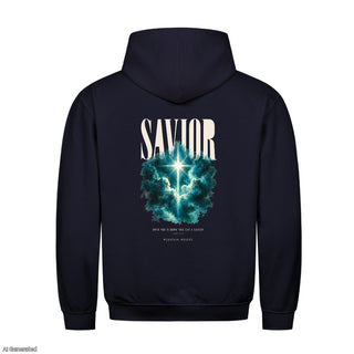 Savior Born This Day Christmas Hoodie Backprint Navy