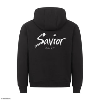 Savior Luke 2:11 Christmas Hoodie Backprint Schwarz