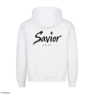 Savior Luke 2:11 Christmas Hoodie Backprint Weiß