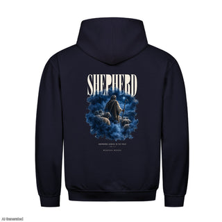 Shepherds Abiding in the Field Christmas Hoodie Backprint Navy