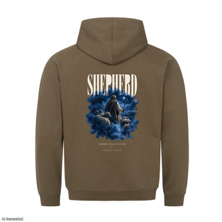 Shepherds Abiding in the Field Christmas Hoodie Backprint Olive
