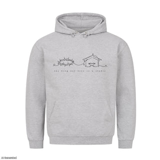 The King Was Born in a Stable Christmas Hoodie Grau