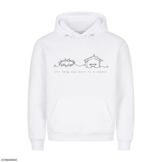 The King Was Born in a Stable Christmas Hoodie Weiß