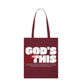 God's got this Shopping Bag Light Tote Bag Burgunder