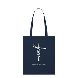 Jesus Cross Shopping Bag Light Tote Bag Navy