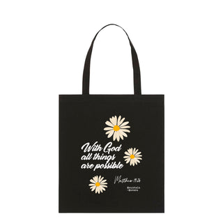 With God Flower Shopping Bag Light Tote Bag Schwarz
