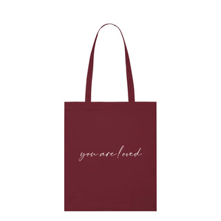 You are loved Premium Tragetasche Light Tote Bag Burgunder