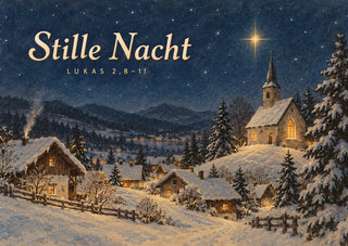 Stille Nacht Weihnachtspostkarte Vorderseite, Mountain Movers