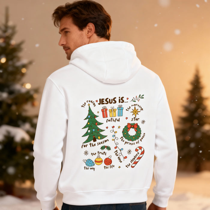 Jesus is Christmas gekleurde Hoodie BackPrint